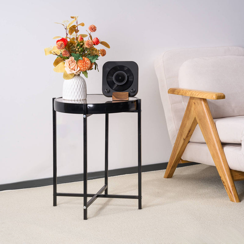 Roman Numeral Clock Display Retro End Table