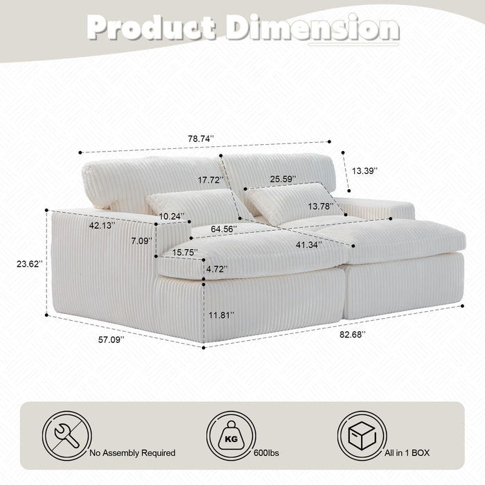 Double Chaise Lounge Chair, Oversized Upholstered Sleeper Cloud Couch