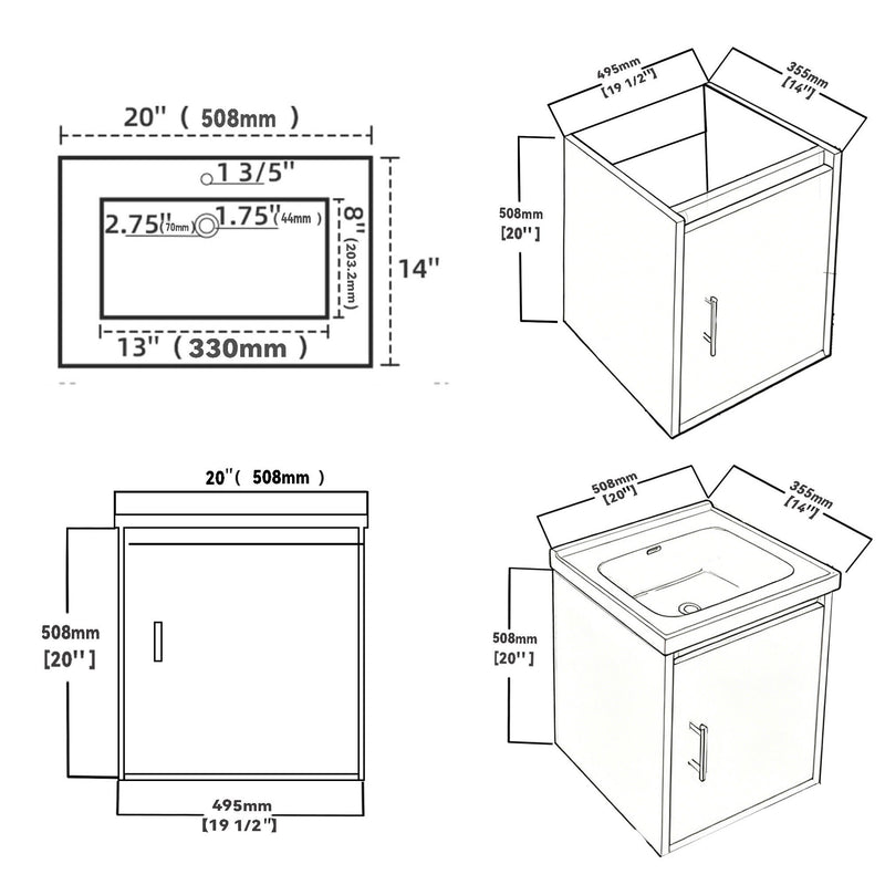 Floating Bathroom Vanity Combo, Wall Mounted Cabinet With Sink & Soft Close Doors For Small Bathrooms
