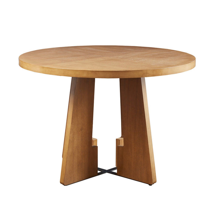Round Dining Table With Pecan Wood Veneer - Walnut