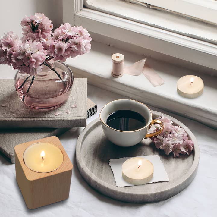 Beech Wood Tea Candle Holder