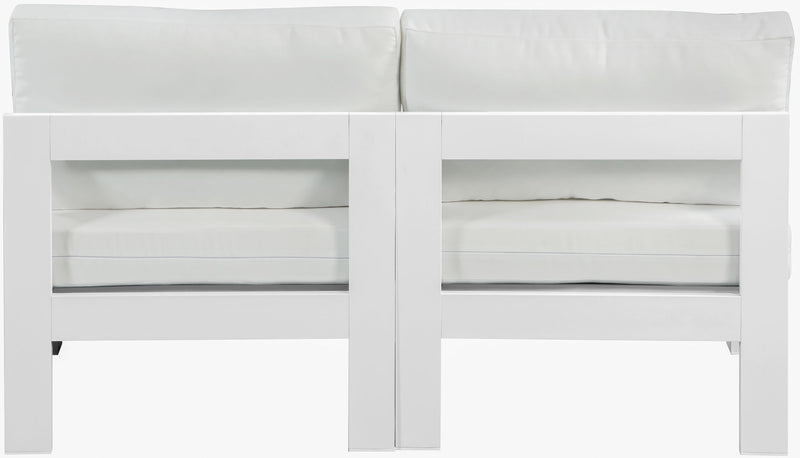 Nizuc - Outdoor Patio 2 Seat Armless Modular Sofa With White Frame