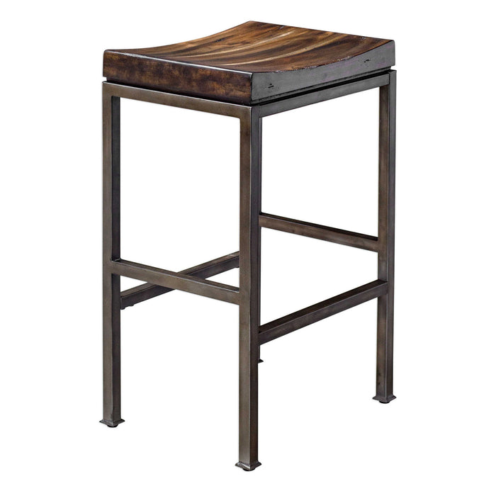 Beck - Industrial Bar Stool - Dark Brown & Black