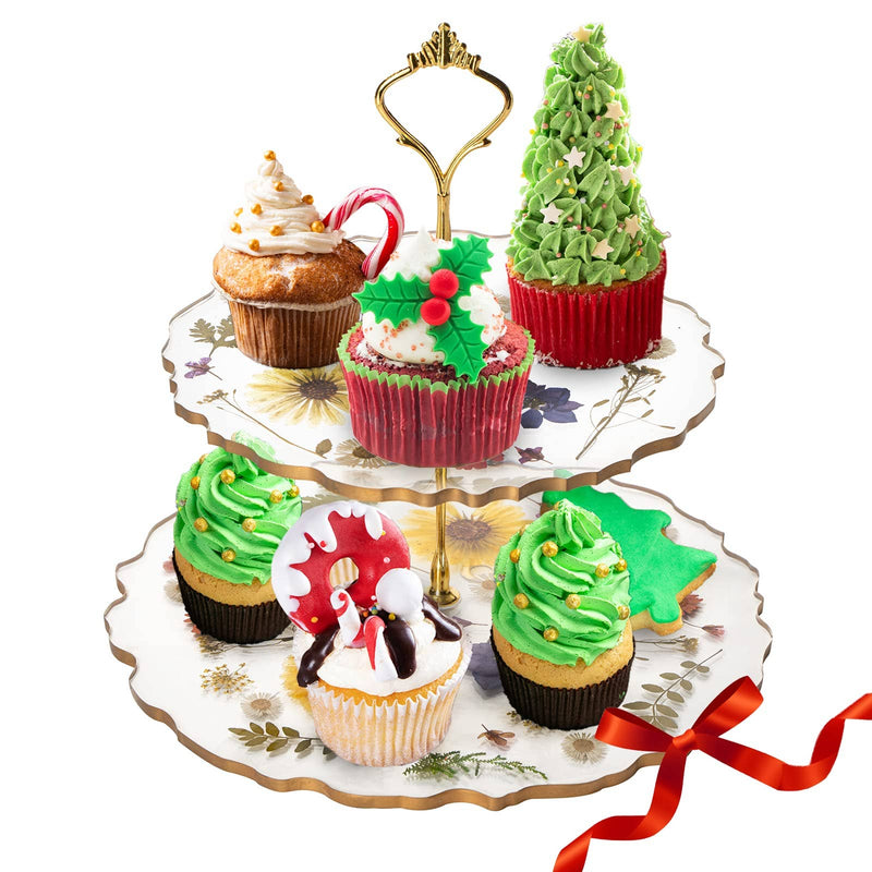 Floral Cupcake & Cake Dessert Stand, Resin Flower Tower