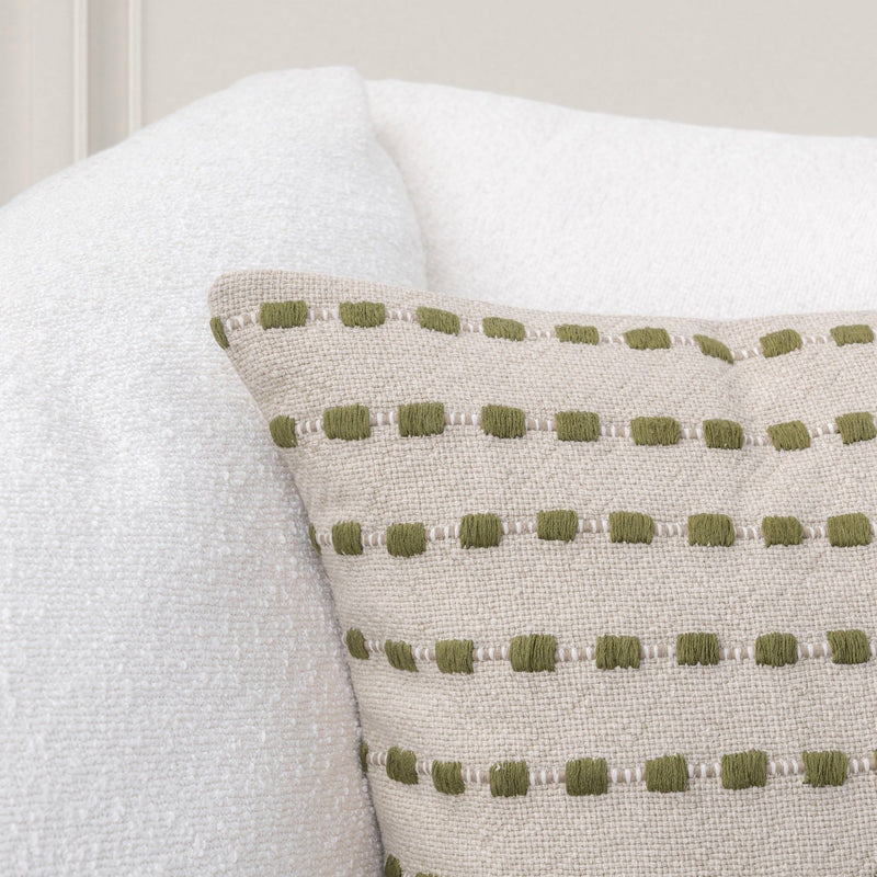 Katia - 20" x 20" Pillow - Natural / Olive Green