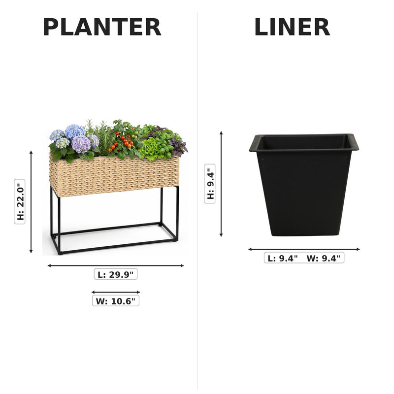 Solhome - Planter Box, 3 Removable Inserts, Indoor / Outdoor - Light Brown