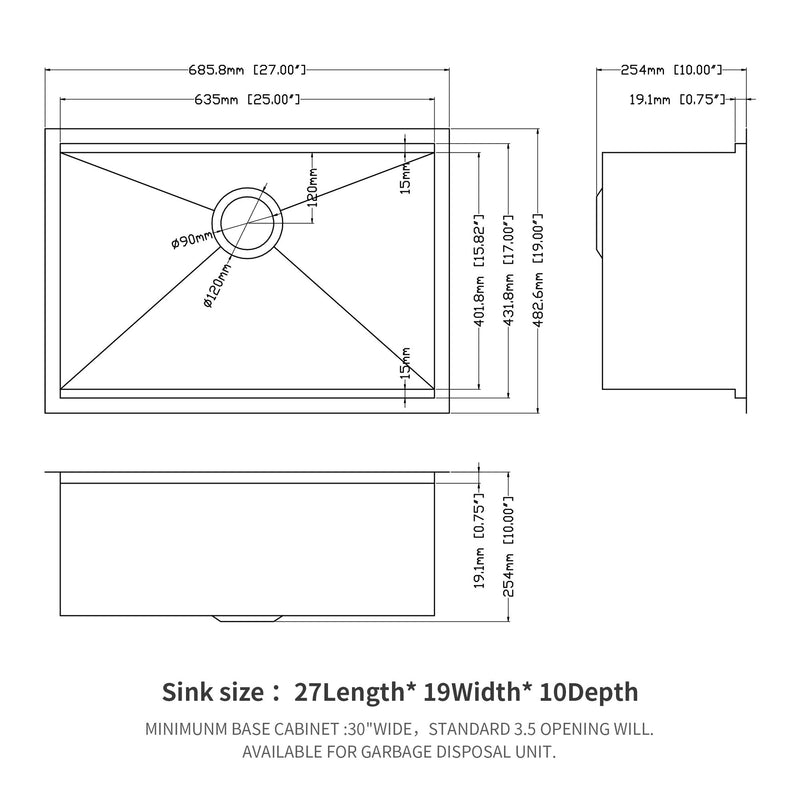 Single Bowl, Undermount Workstation, Kitchen Sink With Accessories
