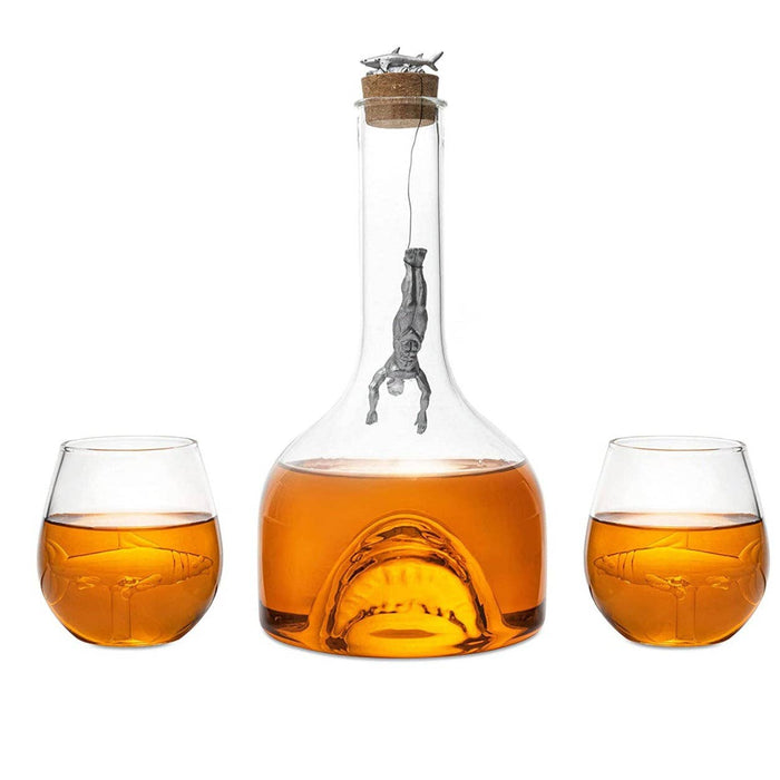 Shark Whiskey Decanter Set by The Wine Savant - 1000ml Shark