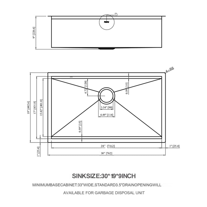 30" Undermount Kitchen Sink 16 Gauge Ledge Workstation - Brushed Nickel