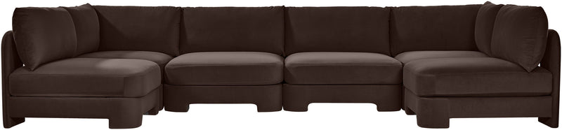 Hammond - Velvet Performance Fabric Upholstered 6 Piece U-Shaped Armless Sectional
