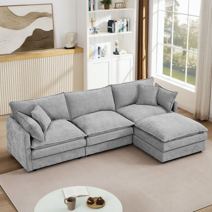 Modular L-Shaped Sectional Sofa With Movable Ottoman