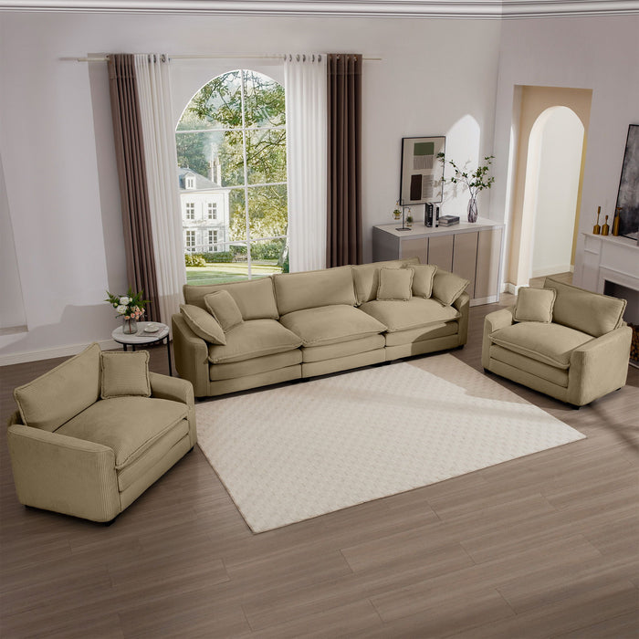 Elegant Corduroy Oversized Sectional Sofa Set With Deep Seats And Flexible Layout