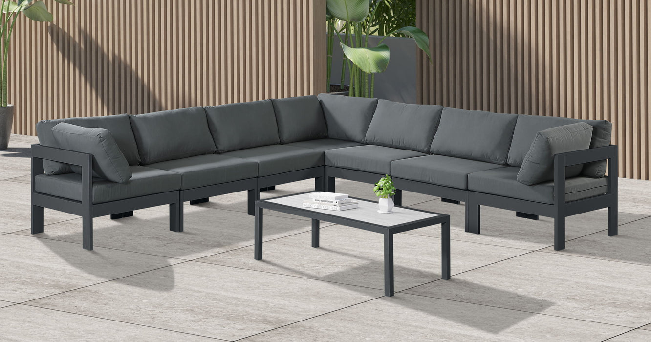 Nizuc - Outdoor Patio 7 Piece Modular Sectional With Gray Frame
