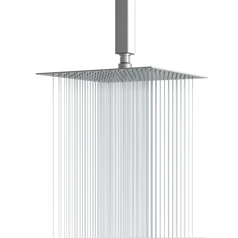 Ultra Thin Square Rainfall Shower Head Stainless Steel, Wall Or Ceiling Mount - Chrome