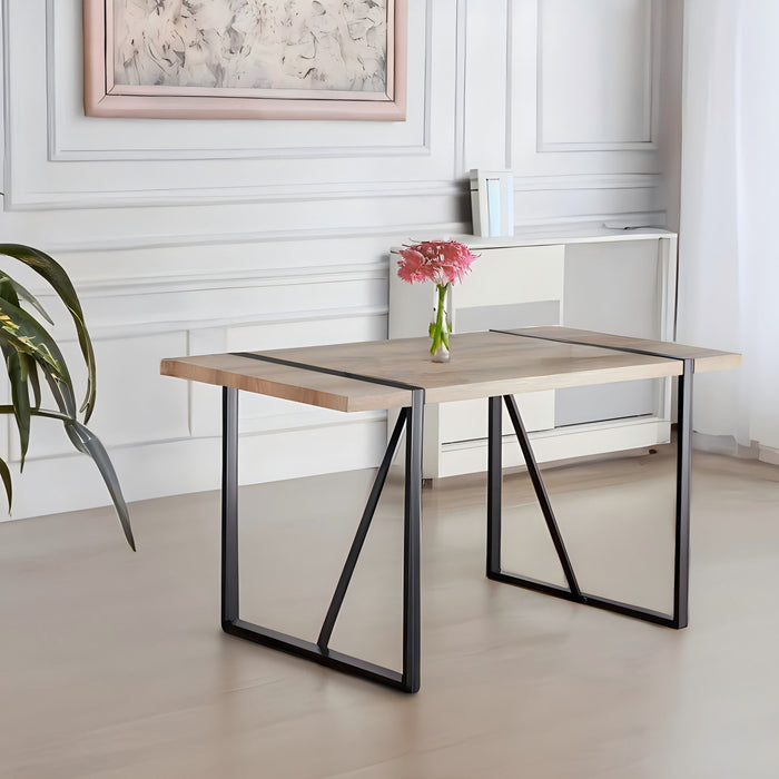 Modern Dining Table With Black Metal Legs For 4 - 6 Person