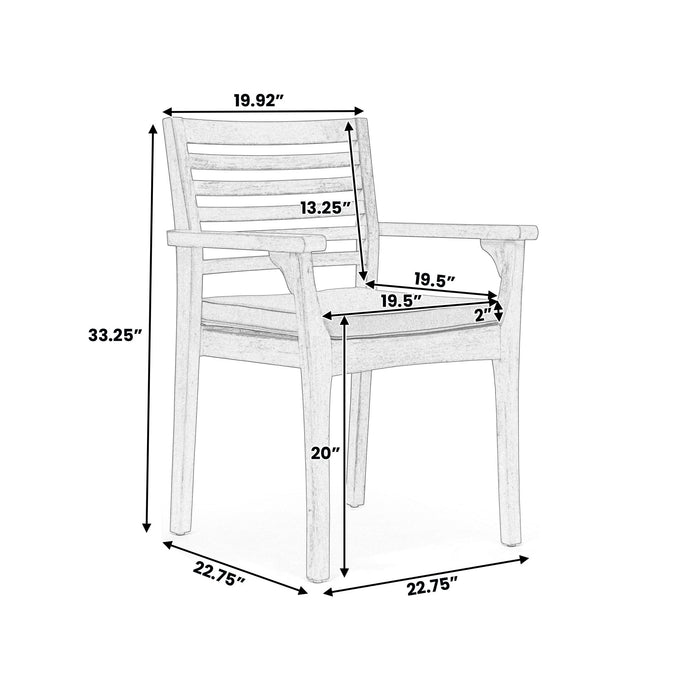 Outdoor Dining Chair With Slat Back And Acacia Wood Frame (Set of 2) - Gray / Teak