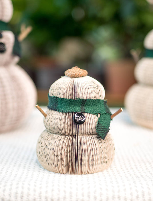 Book Page Snowman-Green-Medium