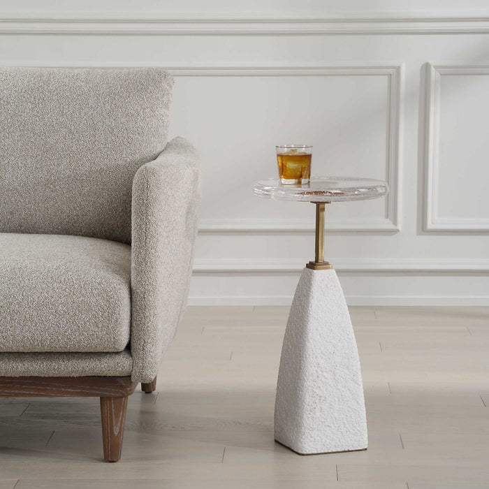 Sora - Glass Drink Table - White