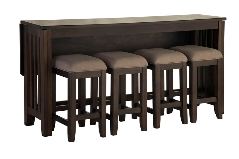 Lindsey - 5 Piece Drop Leaf Counter Set - Ebony / Beige