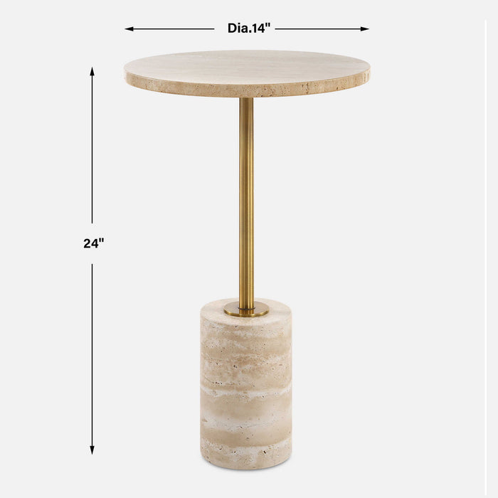 Malya - Travertine Accent Table - Beige