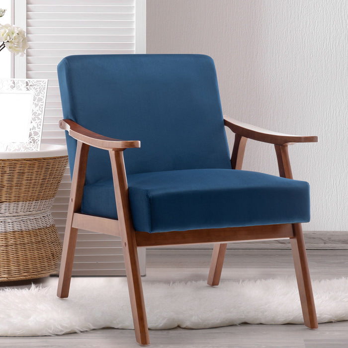 Mid Century Modern Accent Chair With Solid Wood Frame And Extra Thick Backrest