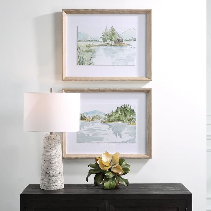 Serene - Lake Framed Prints (Set of 2) - Brown