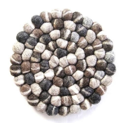 Tie Dye Grey Felt Ball Trivet