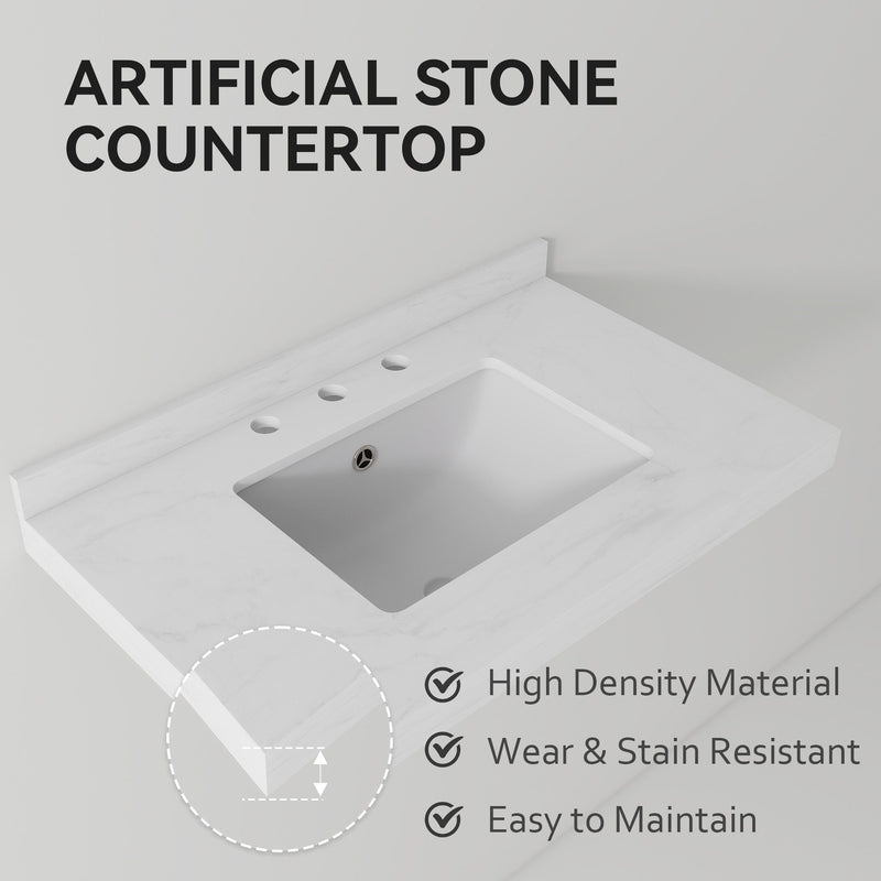 Basin Sink, 0.6" Ultra Thin Profile, Triple Faucet Holes, Sink Only