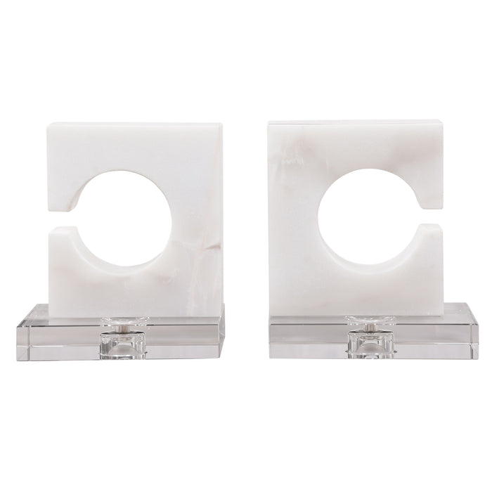 Clarin - Bookends (Set of 2) - White & Gray