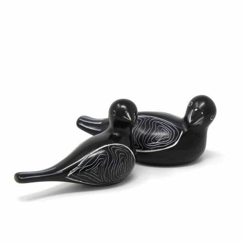 Soapstone Black Birds | Big & Little | Set of 2