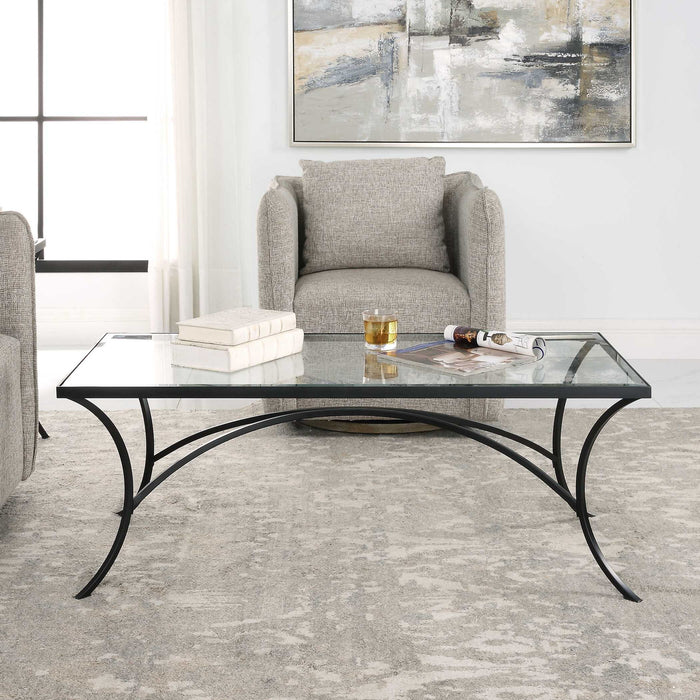 Alayna - Metal & Glass Coffee Table - Black