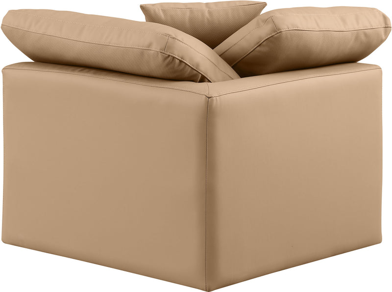 Indulge - Faux Leather Corner Chair - Tan