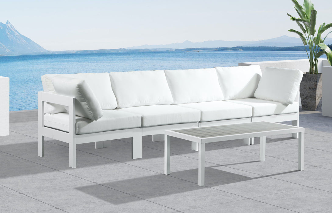 Nizuc - Outdoor Patio 4 Seat Modular Sofa With White Frame