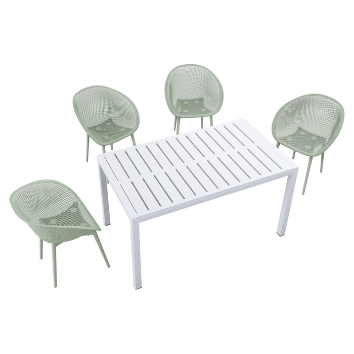 4 Pack Lounge Chair Set With Long Table