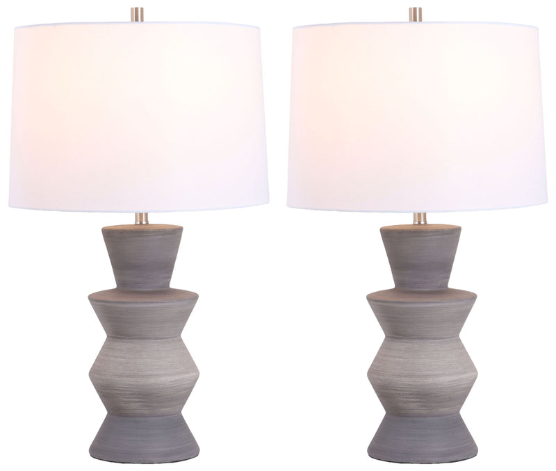 Quiet Cadence - 26 X 15 - Ceramic Table Lamp (Set of 2) - Stone Grey
