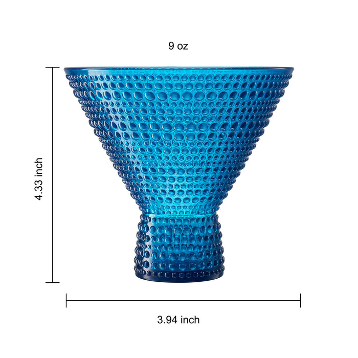 Acrylic Unbreakable Hobnail Martini Plastic Glass, 6 Set 9OZ