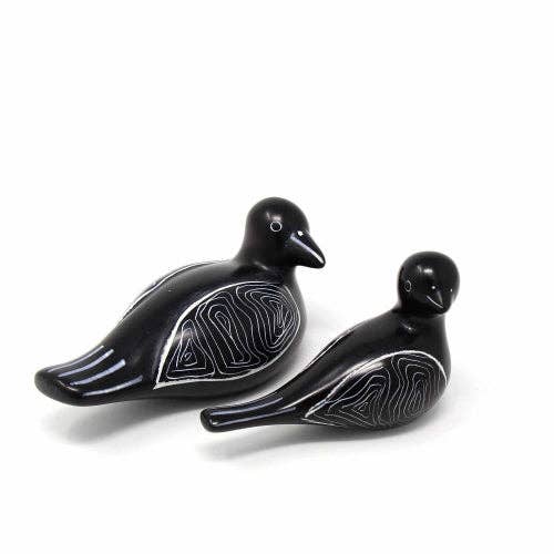 Soapstone Black Birds | Big & Little | Set of 2