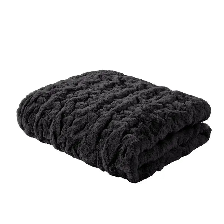 Ruched Fur Throw Blanket | 50x60