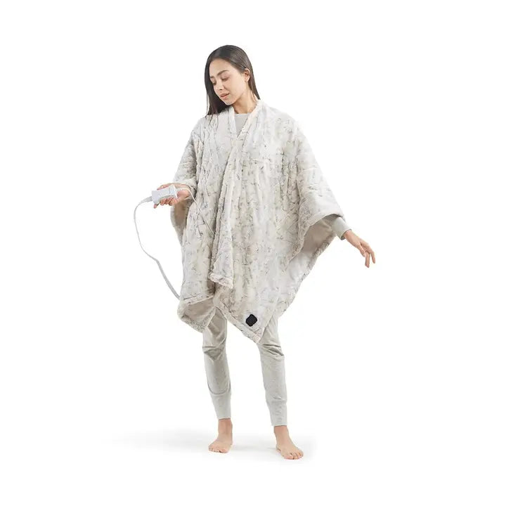 Heated Wrap Faux Fur Wearable Blanket Electric Throw