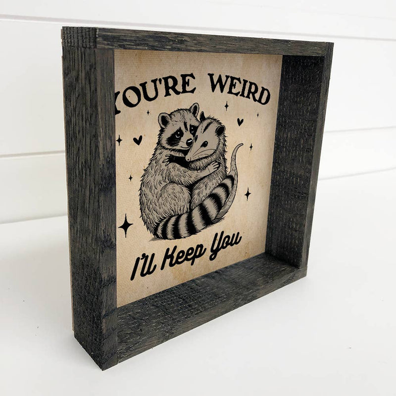 You're Weird Raccoon Possum - Cute Animal Canvas Art - Frame