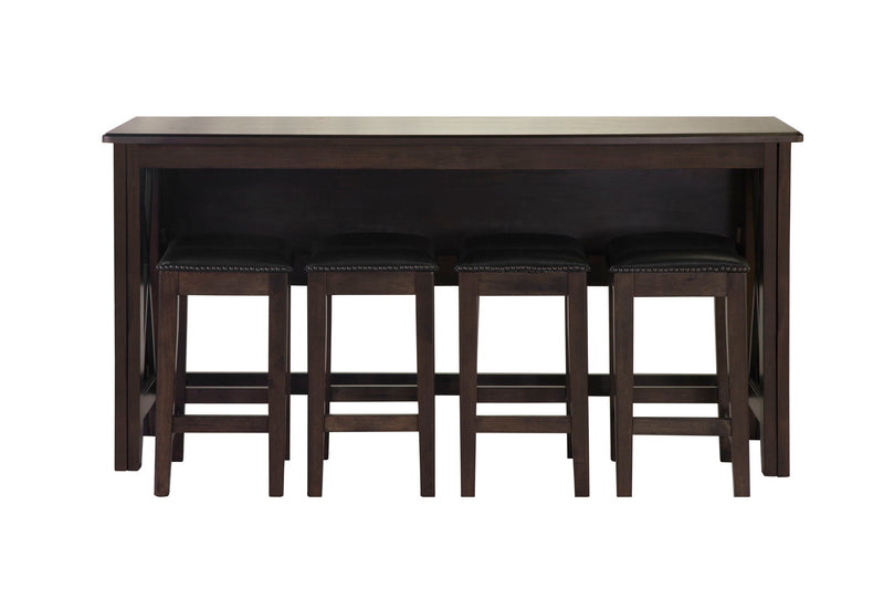 Carmina - 5 Piece Drop Leaf Counter Set - Dark Brown