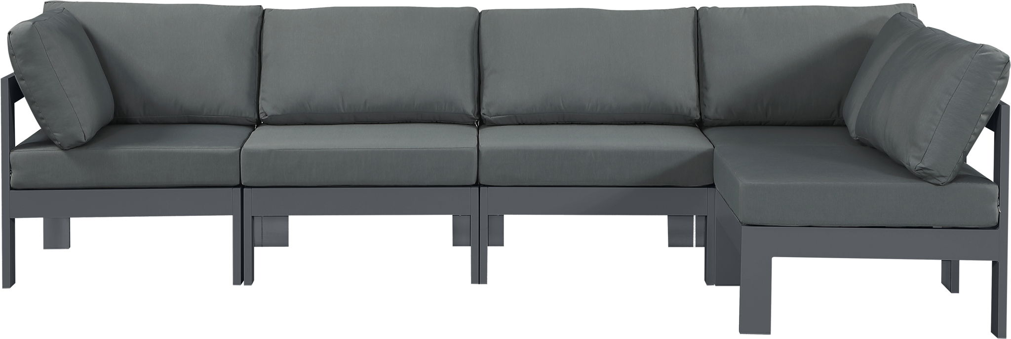 Nizuc - Outdoor Patio 5 Piece Modular Sectional With Gray Frame