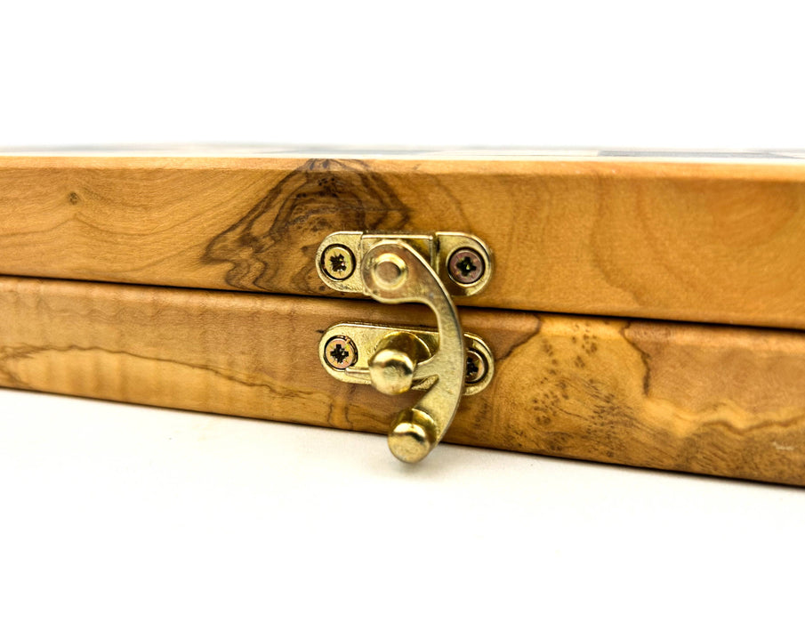 Olive Wood and Resin Folding Chess Set