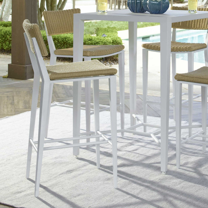 Calbas - Outdoor Bar Stool - White / Woodtone