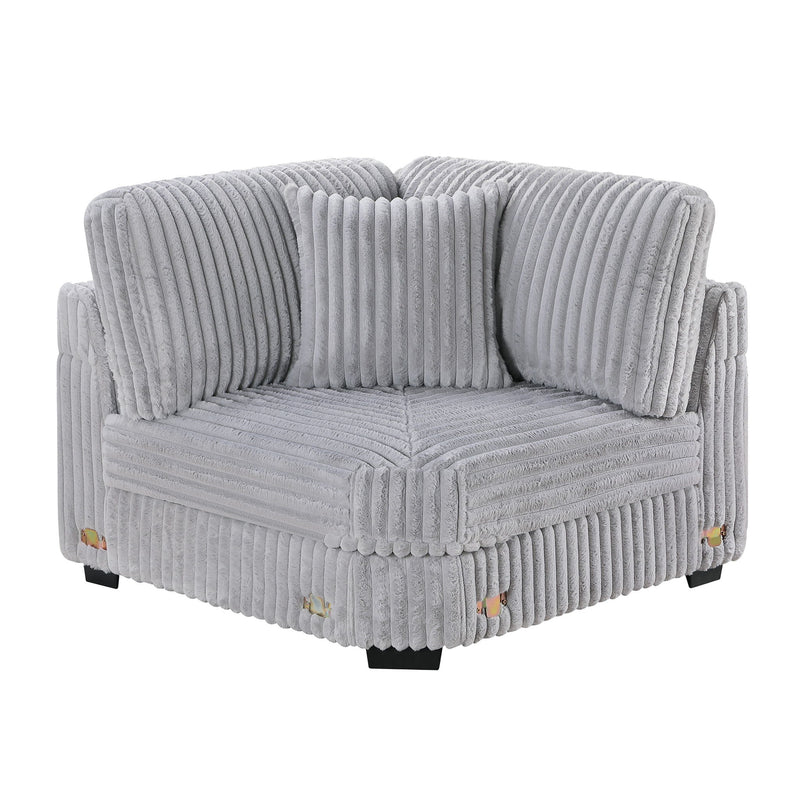 Corner Wedge Chair With Pillow, Living Room Furniture, Soft Upholstered Modular Seating - Gray / Mink