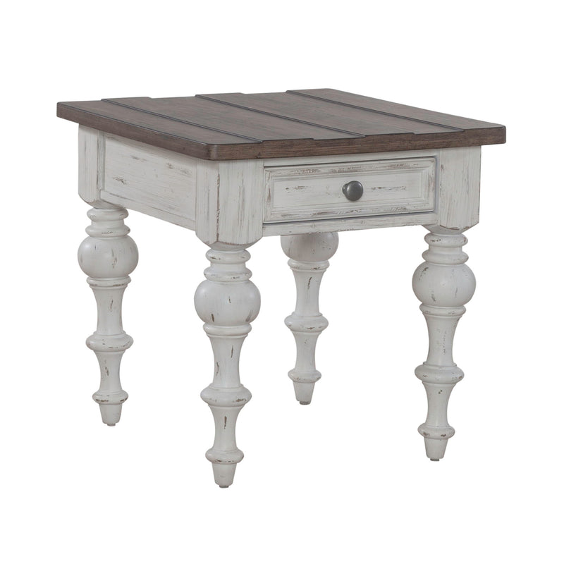 River Place - End Table - Riverstone White & Tobacco