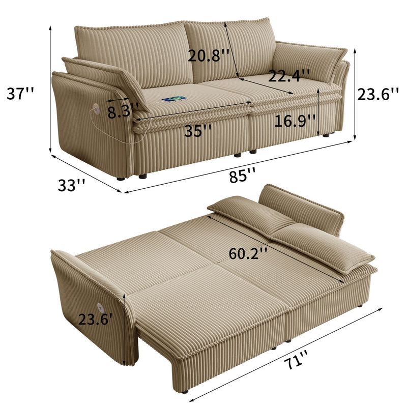 2 In 1 Convertible Sofa Bed, Multi Functional Living Room Furniture