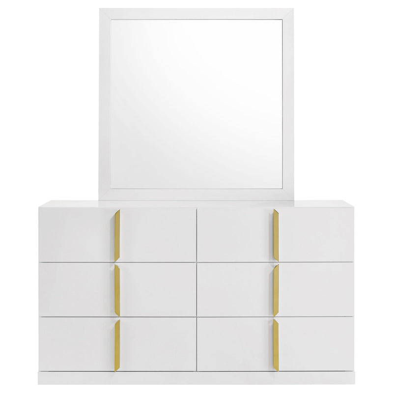 Lauryn - 6 Drawer Dresser With Mirror - Gloss White