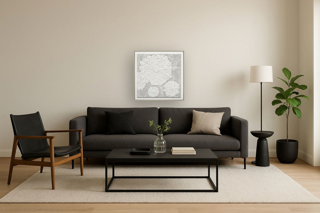 "Textured Elegance I" Hand-Painted Canvas In Frame - Neutral