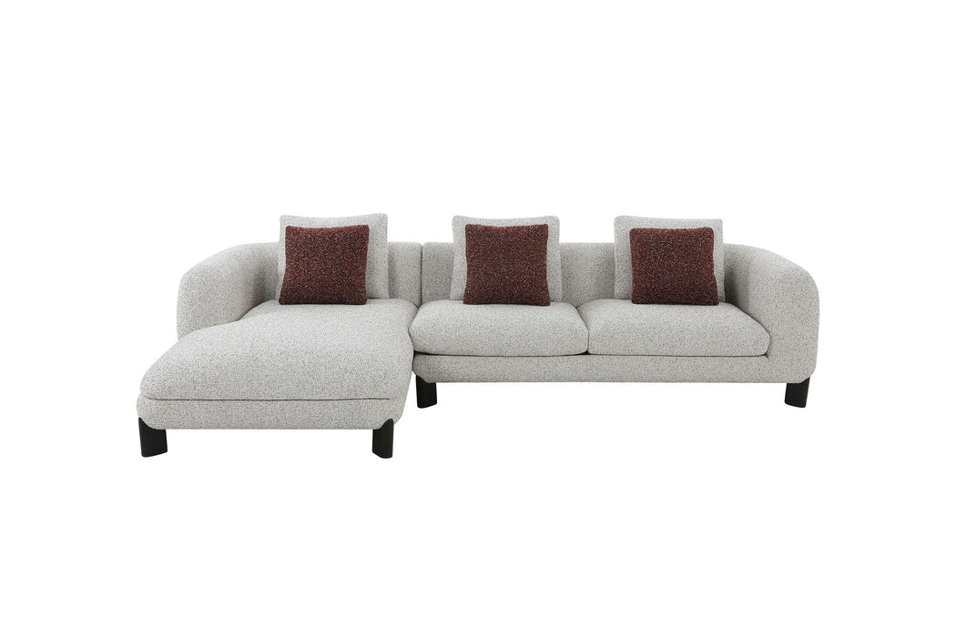 Mardi - Tweed Sectional Sofa With 3 Pillows - Maroon / Beige